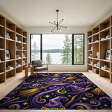 ODIKA Washable Halloween Area Rug - Purple & Gold Witch Hat Spooky Low Pile Non-Slip Rug