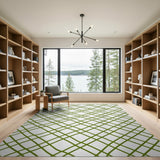 Organic Green Grid Geometric Area Rug