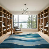 Teal Waves with Terracotta Sun Area Rug