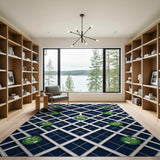 Navy Golf Lattice Area Rug