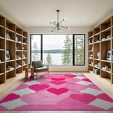 Kids Cartoon Playful Pink Hearts Area Rug
