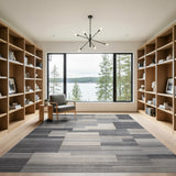 Modern Grey Geometric Block No. 2 Area Rug