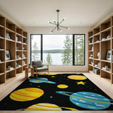 Kids Cartoon Space Planets Stars Area Rug