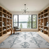 Teal Intricate Floral Swirl Area Rug