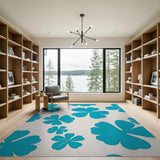 Teal Floral Silhouette Area Rug