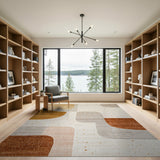 Abstract Organic Shapes Beige Beige and Neutral Area Rug