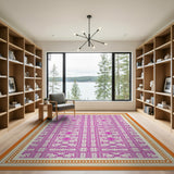 Pink Pink Geometric Modern Area Rug