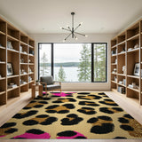Pink Gold Glitter Leopard Area Rug