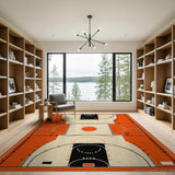 Orange Basketball Court Area Rug