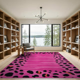 Hot Boho Chic Hot Pink Leopard Print Area Rug
