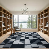Black and White Bold Geometric Black White Area Rug