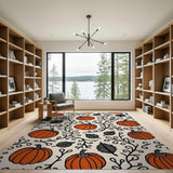 Orange Pumpkin Vine Area Rug
