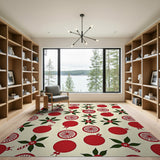 Festive Red Holly Ornament Citrus Rug