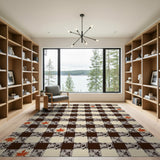 Maple Leaf Plaid Area Rug in Beige