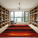 Red Bold Red Geometric Stripe Area Rug