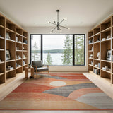 Multi-color and Patterns Abstract Sunset Wave Area Rug