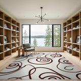 Abstract Swirl Brown Area Rug