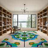 Traditional Persian Multi-Color Tile Area Rug