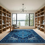Intricate Navy Teal Persian Area Rug