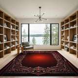 Opulent Red Velvet Curtain Frame Area Rug