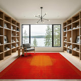 Radiant Red Geometric Modern Area Rug