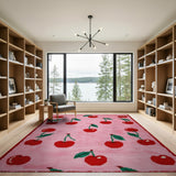 Whimsical Pink Cherry Fruit Rug