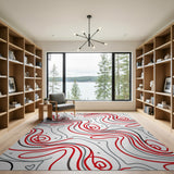 Cute Red Swirl Faces Area Rug