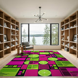 Vibrant Lime Slices Geometric Area Rug