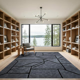 ODIKA Modern Geometric Slate Gray Washable Area Rug - Low Pile Non-Slip Indoor Rug