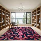 Playful Pink Bows Watermelon Candy Stripe Rug