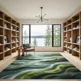 Teal Waves and Emerald Cliffs Coastal Rug