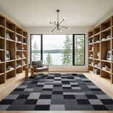 Modern Black White Patchwork Area Rug
