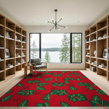 Holly Berry Festive Red Pattern Area Rug