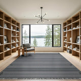 Geometric Modern Black White Geometric Striped Woven Rug