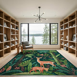 Lush Jungle Spotted Deer Area Rug