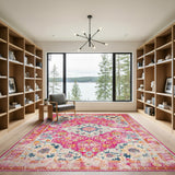 Distressed Vintage Pink Floral Distressed Vintage Area Rug