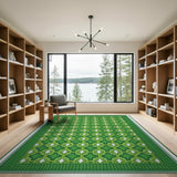 Green Emerald Green Starburst Geometric Area Rug