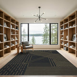 Black Gold Geometric Lines Area Rug