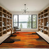 Orange Bold Orange Black Geometric Modern Rug
