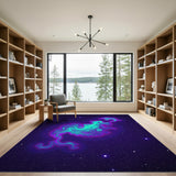 Cosmic Swirl Blue Teal Abstract Area Rug