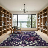 Ornate Purple Chrysanthemum Area Rug
