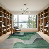 Green Abstract Green Wave Area Rug