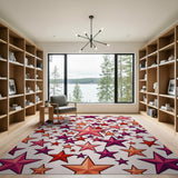 Vibrant Multi-Color Stars Geometric Area Rug