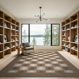 Brown Tan Diamond Grid Woven Rug