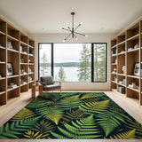 Lush Fern Leaf Pattern Area Rug