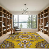 Yellow Yellow Sunflower Mandala Area Rug