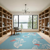 Teal Leaf and Citrus Slice Area Rug