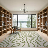 Sage Green Squiggle Abstract Area Rug