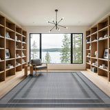 Black White Framed Grid Geometric Area Rug