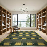 Green Yellow Geometric Woven Area Rug